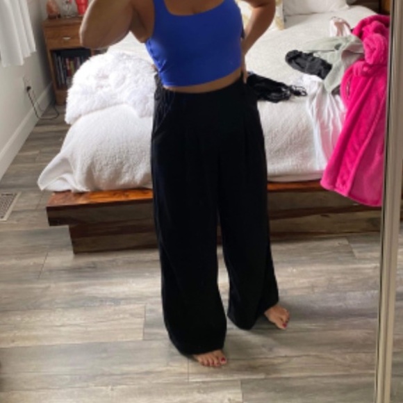 Halara REGULAR Length High Waisted Side Pocket Wide Leg Waffle Work NEW!!!🖤 - Picture 11 of 12